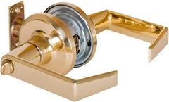 Stanley - Grade 2 Privacy Lever Lockset - 2-3/8 & 2-3/4" Back Set, Keyless Cylinder, Brass Alloy, Bright Brass Finish - Caliber Tooling