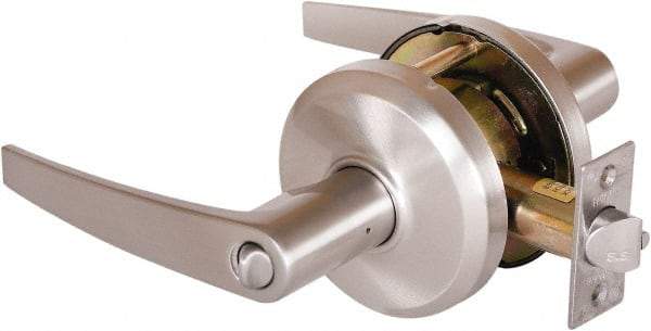 Stanley - Grade 2 Entrance Lever Lockset - 2-3/4" Back Set, Key In Lever Cylinder, Brass Alloy, Nickel Finish - Caliber Tooling