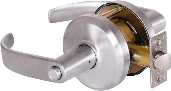 Stanley - Grade 2 Privacy Lever Lockset - 2-3/4" Back Set, Keyless Cylinder, Brass Alloy, Satin Chrome Finish - Caliber Tooling