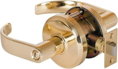 Stanley - Grade 2 Privacy Lever Lockset - 2-3/4" Back Set, Keyless Cylinder, Brass Alloy, Bright Brass Finish - Caliber Tooling