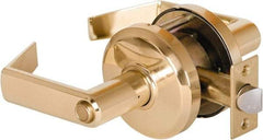 Stanley - Grade 2 Privacy Lever Lockset - 2-3/4" Back Set, Keyless Cylinder, Brass Alloy, Bright Brass Finish - Caliber Tooling