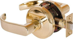 Stanley - Grade 2 Passage Lever Lockset - 2-3/4" Back Set, Keyless Cylinder, Brass Alloy, Bright Brass Finish - Caliber Tooling