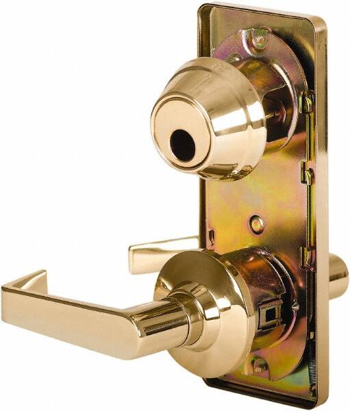 Stanley - Grade 2 Passage Lever Lockset - 2-3/4" Back Set, Keyless Cylinder, Brass Alloy, Bright Brass Finish - Caliber Tooling