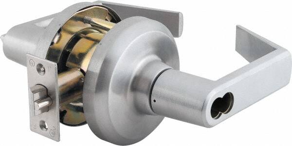 Stanley - Grade 1 Entrance Lever Lockset - 2-3/4" Back Set, Key In Lever Cylinder, Brass Alloy, Satin Chrome Finish - Caliber Tooling