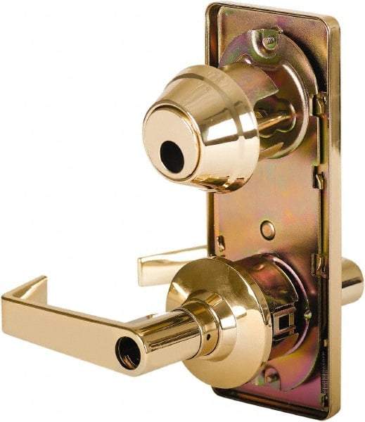 Stanley - Grade 2 Entry Lever Lockset - 2-3/4" Back Set, Key In Lever Cylinder, Brass Alloy, Bright Brass Finish - Caliber Tooling