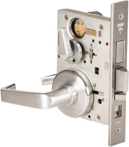 Stanley - Grade 1 Dormitory Lever Lockset - 2-3/4" Back Set, Best SFIC Cylinder, Brass Alloy, Satin Chrome Finish - Caliber Tooling