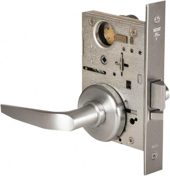 Stanley - Grade 1 Storeroom Lever Lockset - 2-3/4" Back Set, Best SFIC Cylinder, Brass Alloy, Satin Chrome Finish - Caliber Tooling