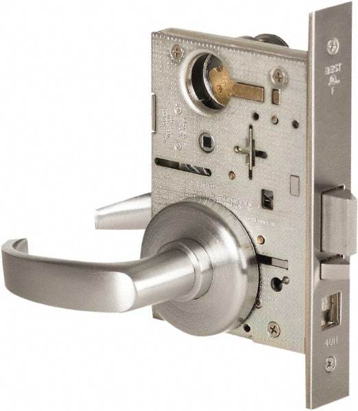 Stanley - Grade 1 Storeroom Lever Lockset - 2-3/4" Back Set, Best SFIC Cylinder, Brass Alloy, Satin Chrome Finish - Caliber Tooling