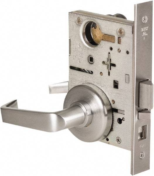 Stanley - Grade 1 Office Lever Lockset - 2-3/4" Back Set, Best SFIC Cylinder, Brass Alloy, Satin Chrome Finish - Caliber Tooling