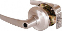 Stanley - Grade 1 Entrance Lever Lockset - 2-3/4" Back Set, Key In Lever Cylinder, Brass Alloy, Satin Nickel Finish - Caliber Tooling