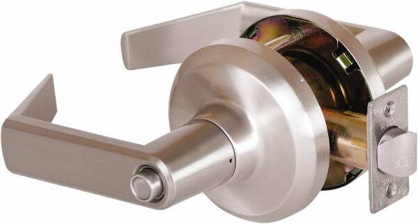 Stanley - Grade 1 Privacy Lever Lockset - 2-3/4" Back Set, Keyless Cylinder, Brass Alloy, Satin Nickel Finish - Caliber Tooling