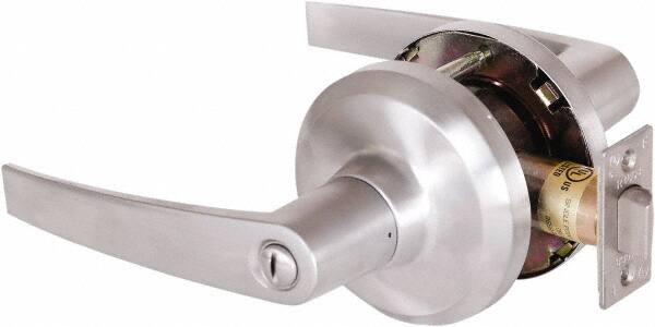 Stanley - Grade 1 Privacy Lever Lockset - 2-3/4" Back Set, Keyless Cylinder, Brass Alloy, Satin Chrome Finish - Caliber Tooling