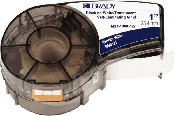 Brady - 1" Wide, Translucent & White Vinyl Labels - For BMP21 Plus Portable Label Printer, IDPAL Handheld Label Maker - Caliber Tooling