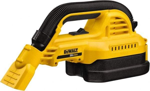 DeWALT - 0.5 Gal Plastic Tank, Battery Powered Wet/Dry Vacuum - 0.33 Peak hp, 20 Volt, 1-1/4" Hose Fitting, Cordless, HEPA Filter - Caliber Tooling