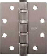 Stanley - 5" Long x 5" Wide Carbon Alloy Steel Full Mortise Hinge - Prime Coat Gray Finish, 5 Knuckles, 8 Holes - Caliber Tooling