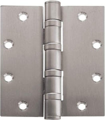 Stanley - 5" Long x 4-1/2" Wide Carbon Alloy Steel Full Mortise Hinge - Bright Brass Plated Finish, 5 Knuckles, 8 Holes - Caliber Tooling