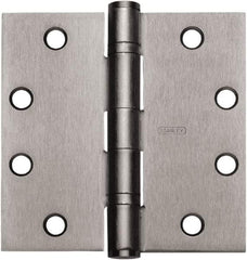 Stanley - 5" Long x 4-1/2" Wide 304 Stainless Steel Full Mortise Hinge - Satin Stainless Steel Finish, 5 Knuckles, 8 Holes - Caliber Tooling