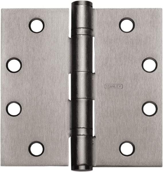 Stanley - 4-1/2" Long x 4" Wide Carbon Alloy Steel Full Mortise Hinge - Prime Coat Gray Finish, 5 Knuckles, 8 Holes - Caliber Tooling