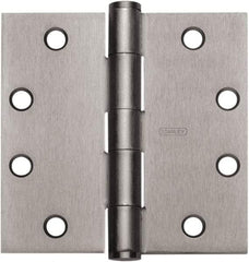 Stanley - 4" Long x 4" Wide Carbon Alloy Steel Full Mortise Hinge - Prime Coat Gray Finish, 5 Knuckles, 8 Holes - Caliber Tooling