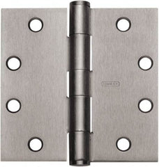 Stanley - 4" Long x 4" Wide 304 Stainless Steel Full Mortise Hinge - Satin Stainless Steel Finish, 5 Knuckles, 8 Holes - Caliber Tooling