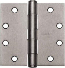 Stanley - 4-1/2" Long x 4-1/2" Wide 304 Stainless Steel Full Mortise Hinge - Satin Stainless Steel Finish, 5 Knuckles, 8 Holes - Caliber Tooling