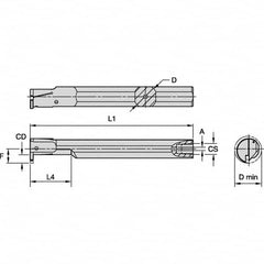 Kennametal - 1-1/4" Min Bore Diam, 200mm OAL, 1" Shank Diam, A-EVE Indexable Boring Bar - 2" Max Bore Depth, EG0200M02P02 Insert - Caliber Tooling