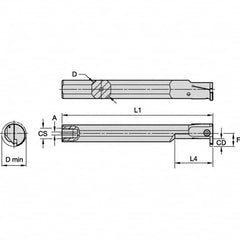 Kennametal - 1-1/4" Min Bore Diam, 200mm OAL, 1" Shank Diam, A-EVE Indexable Boring Bar - 2" Max Bore Depth, EG0200M02P02 Insert - Caliber Tooling