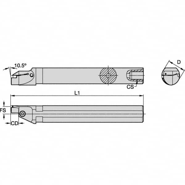 Kennametal - 26mm Min Bore Diam, 200mm OAL, 25mm Shank Diam, A-EVS-A Indexable Boring Bar - 12mm Max Bore Depth, EG0200M02P02 Insert - Caliber Tooling