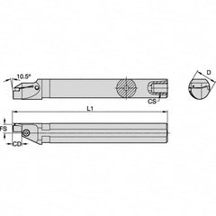 Kennametal - 26mm Min Bore Diam, 200mm OAL, 25mm Shank Diam, A-EVS-A Indexable Boring Bar - 12mm Max Bore Depth, EG0200M02P02 Insert - Caliber Tooling