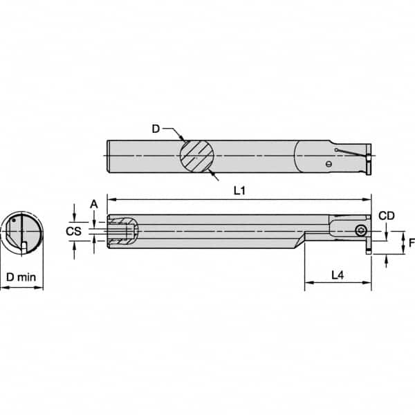 Kennametal - 16mm Min Bore Diam, 125mm OAL, 12mm Shank Diam, A-EVE Indexable Boring Bar - 24mm Max Bore Depth, EG0200M02P02 Insert - Caliber Tooling