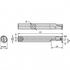 Kennametal - 16mm Min Bore Diam, 125mm OAL, 12mm Shank Diam, A-EVE Indexable Boring Bar - 24mm Max Bore Depth, EG0200M02P02 Insert - Caliber Tooling