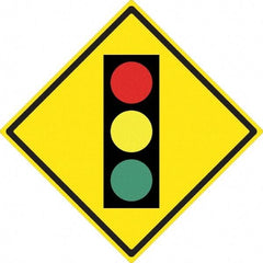 NMC - "Stop Light", 24" Wide x 24" High, Aluminum Traffic Control Signs - 0.08" Thick, Black, Red, Yellow, Green, High Intensity Reflectivity, Diamond, Post Mount - Caliber Tooling