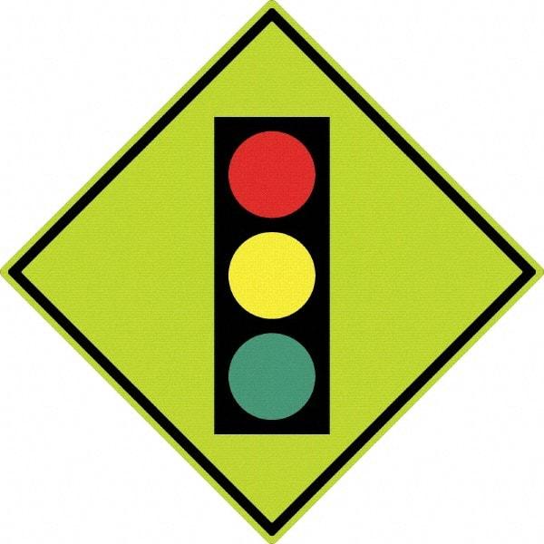 NMC - "Stop Light", 30" Wide x 30" High, Aluminum Traffic Control Signs - 0.08" Thick, Black, Red, Yellow, Green, Diamond Grade Reflectivity, Diamond, Post Mount - Caliber Tooling