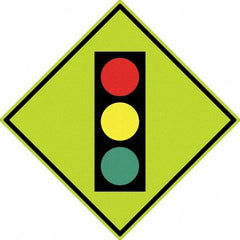 NMC - "Stop Light", 30" Wide x 30" High, Aluminum Traffic Control Signs - 0.08" Thick, Black, Red, Yellow, Green, Diamond Grade Reflectivity, Diamond, Post Mount - Caliber Tooling