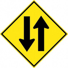 NMC - "Up and Down Arrow", 30" Wide x 30" High, Aluminum Traffic Control Signs - 0.08" Thick, Black on Yellow, High Intensity Reflectivity, Diamond, Post Mount - Caliber Tooling