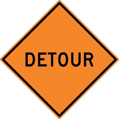 NMC - "Detour", 30" Wide x 30" High, Aluminum Traffic Control Signs - 0.08" Thick, Black on Orange, High Intensity Reflectivity, Diamond, Post Mount - Caliber Tooling