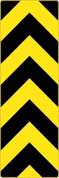 NMC - "Chevron", 12" Wide x 36" High, Aluminum Warning & Safety Reminder Signs - 0.08" Thick, Black on Yellow, High Intensity Reflectivity, Rectangle, Post Mount - Caliber Tooling