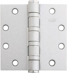 IVES - 4-1/2" Long x 4-1/2" Wide x 1.34" Thick, Stainless Steel Full Mortise Ball Bearing Hinge - Satin Chrome Finish, 5 Knuckles, 8 Holes - Caliber Tooling