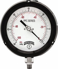 Winters - 4-1/2" Dial, 1/4 Thread, 30-0 Hg VAC Scale Range, Pressure Gauge - Bottom Connection Mount, Accurate to ±0.5% of Scale - Caliber Tooling