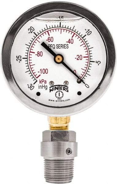 Winters - 2-1/2" Dial, 1/4 Thread, 0-1,000 Scale Range, Pressure Gauge - Bottom Connection Mount, Accurate to 1.5% of Scale - Caliber Tooling