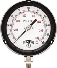 Winters - 4-1/2" Dial, 1/4 Thread, 0-200 Scale Range, Pressure Gauge - Bottom Connection Mount, Accurate to ±0.5% of Scale - Caliber Tooling