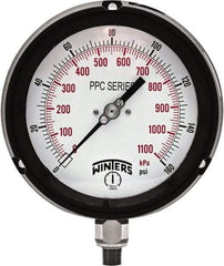 Winters - 4-1/2" Dial, 1/4 Thread, 0-160 Scale Range, Pressure Gauge - Bottom Connection Mount, Accurate to ±0.5% of Scale - Caliber Tooling