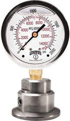 Winters - 2-1/2" Dial, 1/4 Thread, 0-100 Scale Range, Pressure Gauge - Bottom Connection Mount, Accurate to 1.5% of Scale - Caliber Tooling