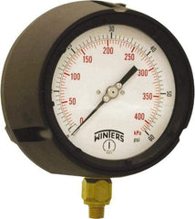 Winters - 4-1/2" Dial, 1/4 Thread, 0-60 Scale Range, Pressure Gauge - Bottom Connection Mount, Accurate to ±0.5% of Scale - Caliber Tooling