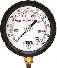 Winters - 4-1/2" Dial, 1/4 Thread, 0-1,000 Scale Range, Pressure Gauge - Bottom Connection Mount, Accurate to ±0.5% of Scale - Caliber Tooling