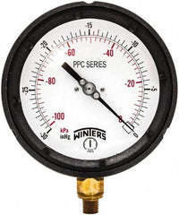 Winters - 4-1/2" Dial, 1/4 Thread, 30" HG Vac Scale Range, Pressure Gauge - Bottom Connection Mount, Accurate to ±0.5% of Scale - Caliber Tooling