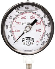 Winters - 4" Dial, 1/4 Thread, 0-1,000 Scale Range, Pressure Gauge - Bottom Connection Mount, Accurate to 0.01% of Scale - Caliber Tooling