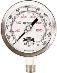 Winters - 4" Dial, 1/4 Thread, 0-2,000 Scale Range, Pressure Gauge - Bottom Connection Mount, Accurate to 1% Full-Scale of Scale - Caliber Tooling