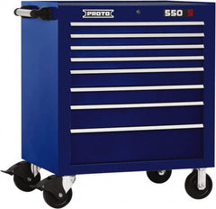 Proto - 8 Drawer Steel Tool Roller Cabinet - 34" Wide x 41" High x 25-1/4" Deep, Ball Bearing Drawer Slides, Blue - Caliber Tooling