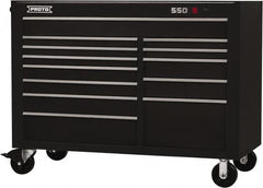 Proto - 28,291 Lb Capacity, 13 Drawer Mobile Workstation - 57" Wide x 25-1/4" Deep x 43" High, Steel, Black - Caliber Tooling